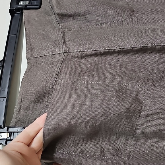 Eileen Fisher Linen Tab Waist Trouser Pant, Color Branch, Size Medium, New - Picture 3 of 12